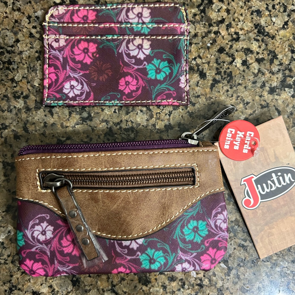 Justin Key Card Coin Wallet Purse Bag Floral